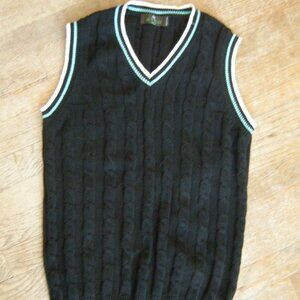 Etro Milano  100% Cotton Preppy Cable Knit Vest - Unisex - Men's SMALL - Black